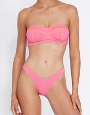 Its Now Cool The Bandeau Set Strapless Bikini Top & Bottom Roze Size Small NWT