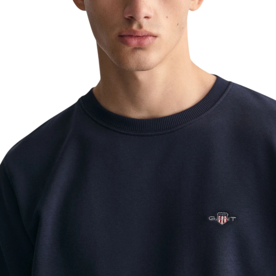 Gant Shield Mens Crew Neck Sweatshirt Pullover French Terry Graphic Embroidered — 第 4/4 张图片