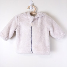 Hanna Andersson Marshmellow Fleece Bear Hoodie Jacket Cream Baby Sz 3-6m