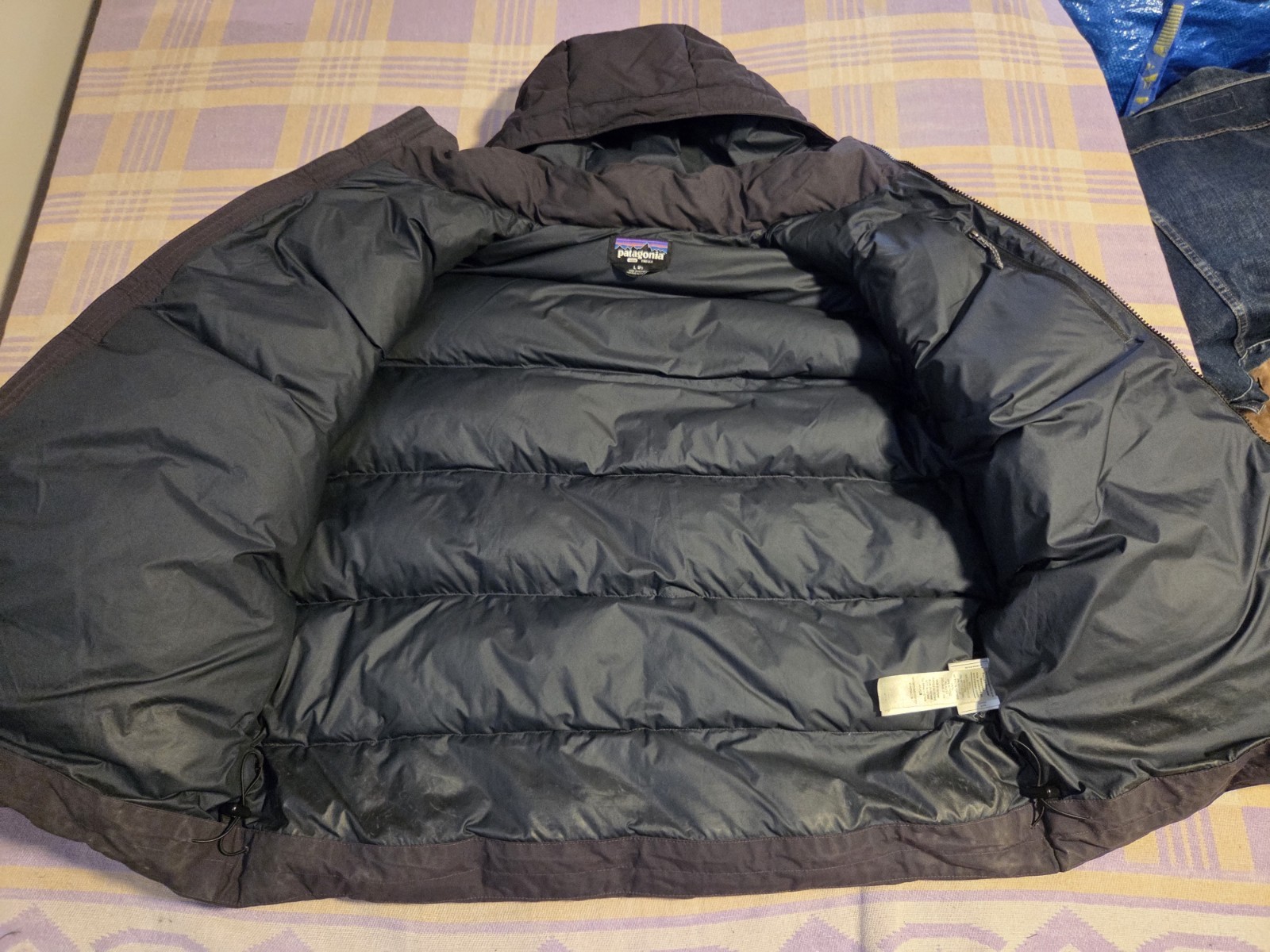 Patagonia Downdrift Jacket Mens M Ink Black Down Puffer NetPlus Soft Shell Hood thumbnail 3
