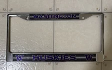 WASHINGTON HUSKIES Sparkling CHROME LICENSE PLATE FRAME - NEW