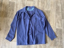 Rare Vintage Pendleton Wool Shirt Solid Blue Board Shirt Loop Collar LARGE USA