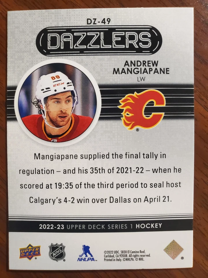 2022-23 Upper Deck Series 1 Andrew Mangiapane #DZ-49 Red Dazzlers, Oilers - Image 2 of 2