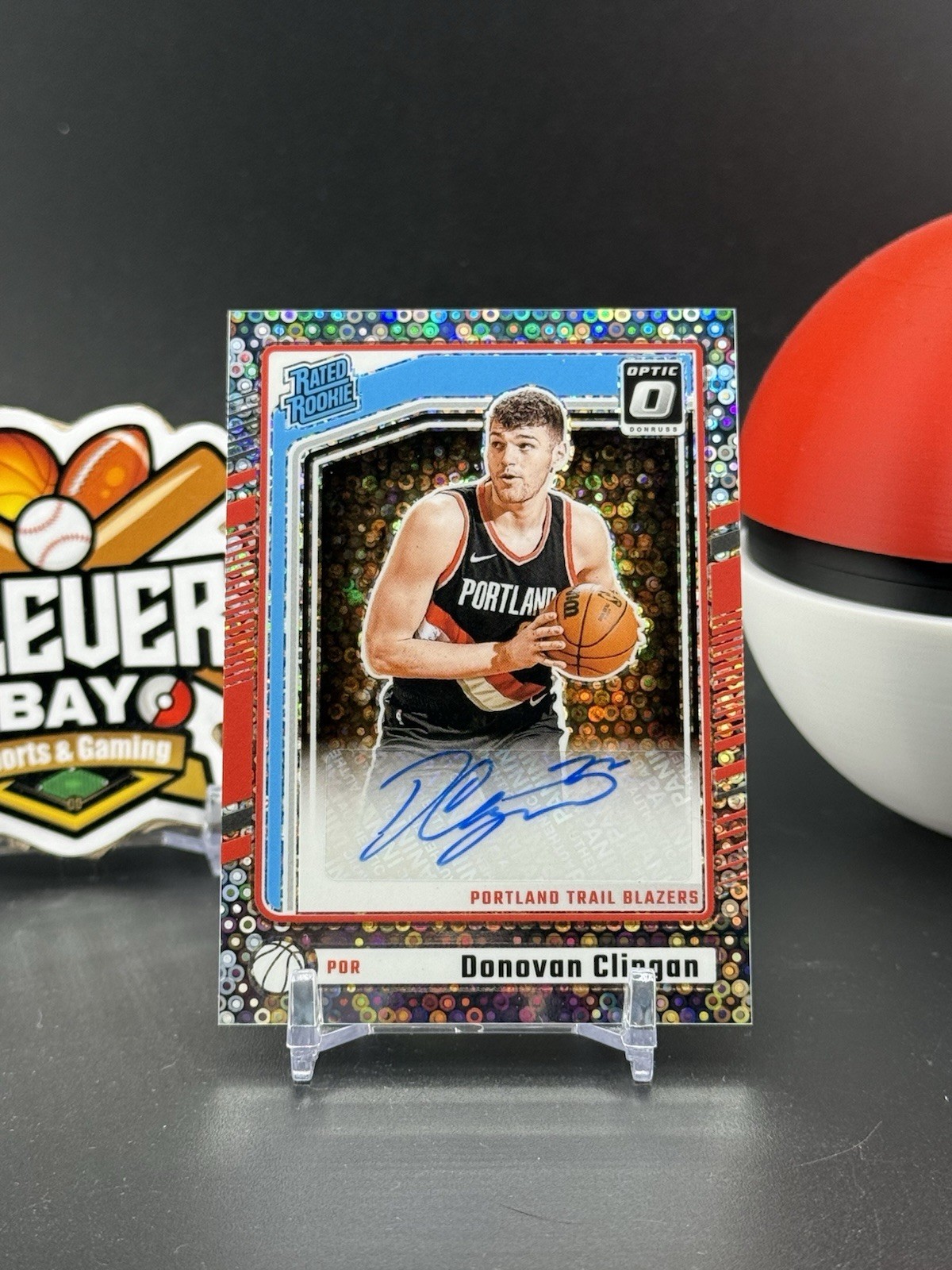 Donovan Clingan 2024-25 Optic Rated Rookie Fast Break Disco Auto Blazers (CB)