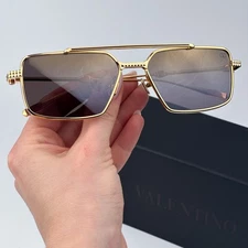 Valentino Women Sunglasses Gold Brown Gradient Mirror Pilot V-SEI VLS 111 NEW