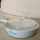 Vintage CorningWare 5 1/2  Inch Blue Cornflower Casserole w/Orig Pyrex Glass Lid