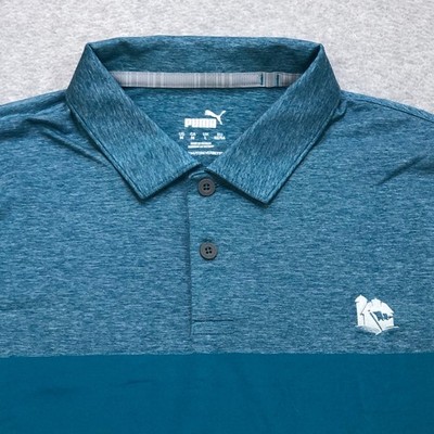 Puma Polo Shirt Men's Medium Blue Golf Performance Stretch Lighweight Logo
