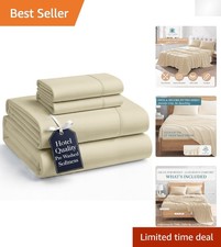 King Bed Sheets 4-Piece Ultra Soft Set   Breathable, Cozy  Elegant Linen Color