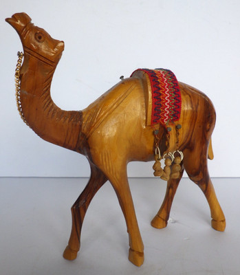 Christmas Nativity Camel Figurine Vintage Hand Carved Olive Wood  7.5'' High