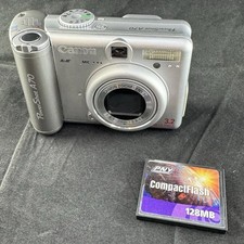 Canon PowerShot A70 3.2MP Digital Camera 128 Mb CF Card For Parts DOES NOT WORK