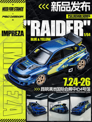1:64 TimeMicro PSC Design Subaru Impreza WRX Time Attack Rally Blue JDM Model