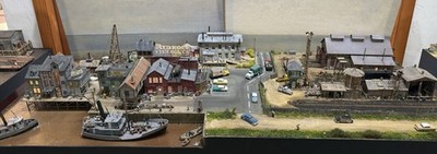 BUILT HO Layout Extension/Diorama - 24  X 62.5  Wharf & Engine Facility