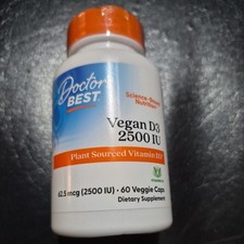 Doctors Best Vegan Vitamin D3 2500 IU Veg Caps - 60 Count Pack of 1 Free S H