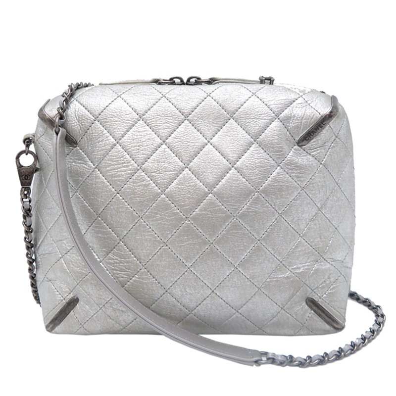 CHANEL Gabrielle Leather Silver Chain Shoulder Bag DH86115