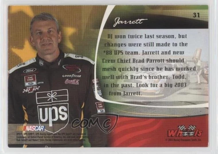 2003 Wheels American Thunder Dream Team Dale Jarrett #31 HOF - Image 2 of 2