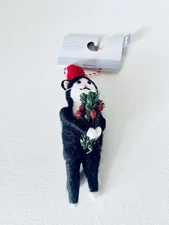 Target Wondershop Christmas 2023 Felted Wool Black White Cat With Tree Ornament