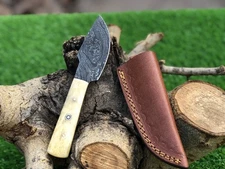 7” Gorgeous handmade Damascus Steel Skinner knife with sheath Christmas gifts