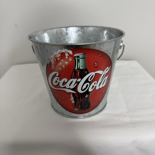 Vintage 2000 Coca-Cola Galvanized Metal Bucket w/ Wooden Handle - Picture 1 of 5