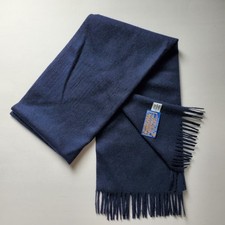 Vintage Navy Blue Pendleton 100 Virgin Wool Scarf 52" Long Pure Woolen Mills