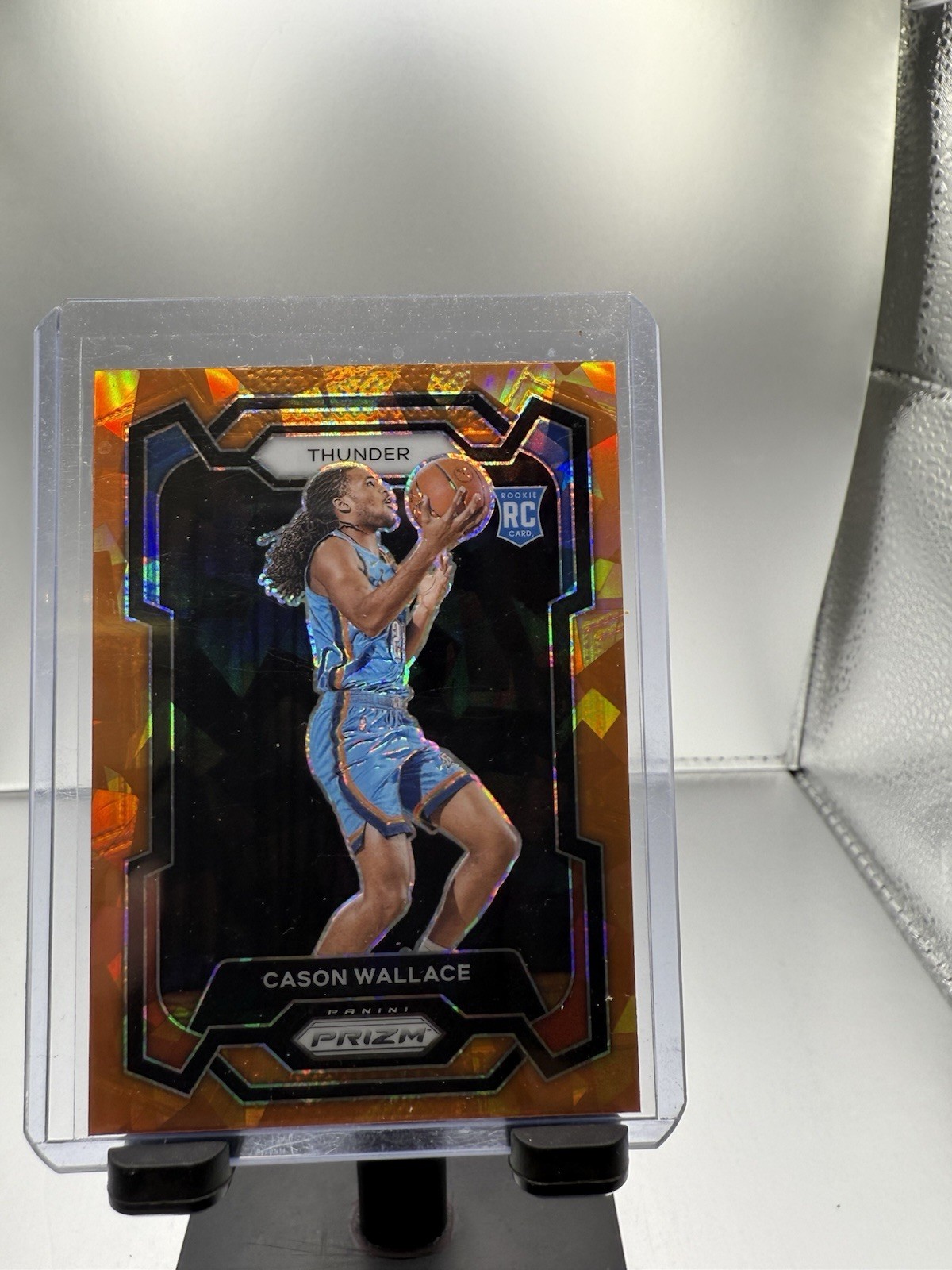 2023-24 Panini Prizm Cason Wallace Orange Cracked Ice Prizm RC #139 Thunder
