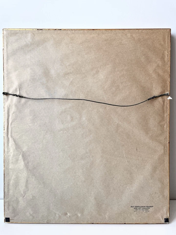 Arte de pared indio vintage pintado a mano Radha Krishna - escena de jardín enmarcada - 18x21 Foto 4 de 4