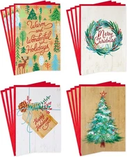 Hallmark Boxed 5 inches x 7.2 inches, Rustic Happy Holidays Card Assortment 