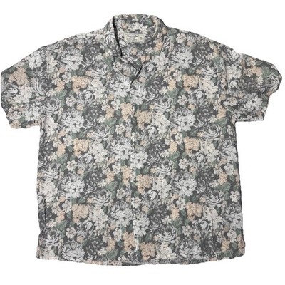 Abercrombie & Fitch Grey Mens Floral Button Up Shirt XL Boho Resort