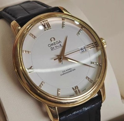 Omega De Ville Co-Axial 39.5mm Automatic Silver Dial Diamonds, Unisex Watch.