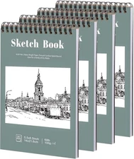 4 Pack Small Sketch Books, 5.5 x 8.5 Inch Mini Sketchbook, 68lb/100gsm Spiral Bo