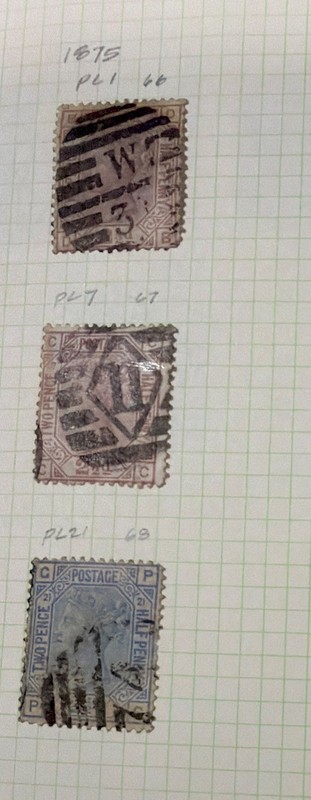 1875 Great Britain#66 Pl 1 #67 Pl 7 #68 Pl 21 Used - Page# 180
