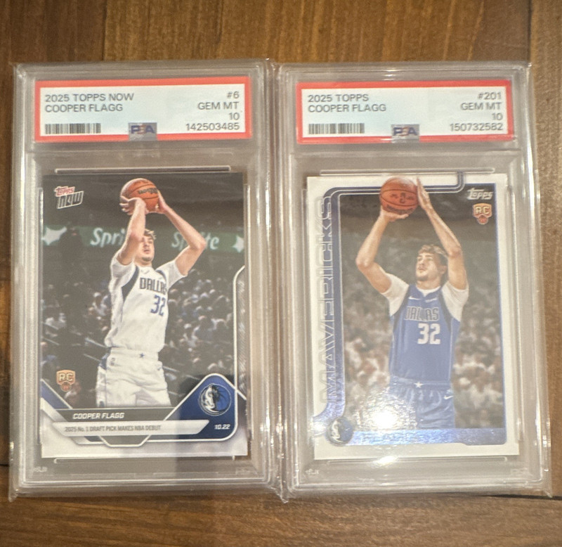 Topps NOW Cooper Flagg Rookie PSA 10 Basketball Card Lot - 2 Cards #6 #201