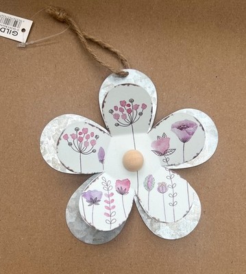 GILDE Landhaus Deko Hänger Wanddeko Fensterdeko Blüte, weiss lila rosa, 14,5cm 