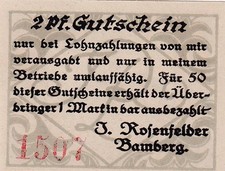 Bamberg - J. Rosenfelder - 2 Pfennig - KN 4st rot - Mehl 62.1a)