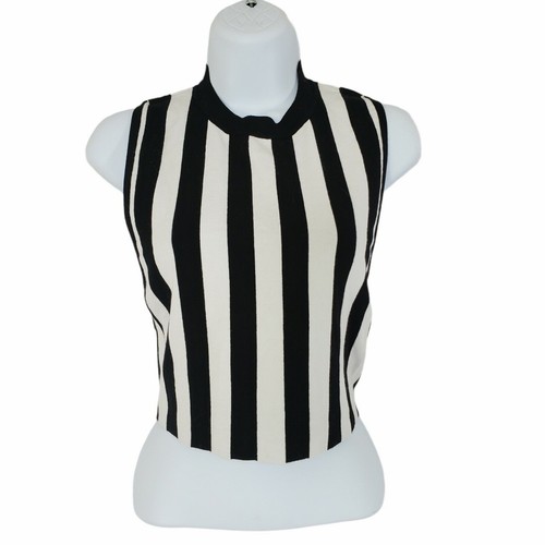 Tanya Taylor Tank Top S Racerback Neckholder schwarz weiß ärmellos Shirt Stretch - Bild 1 von 4