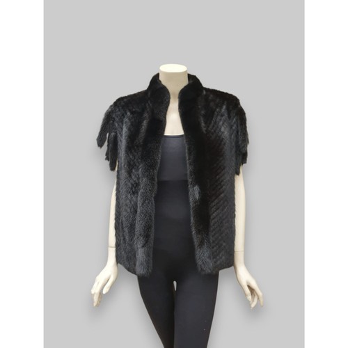 Reversible Dark Mink & Leather Vest -Medium - Picture 12 of 13