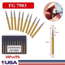 10 Pcs Dental Tungsten Steel Carbide Burs FG-7903 for High Speed Handpiece Gold