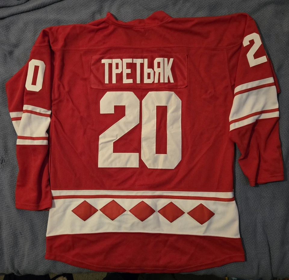 VINTAGE CCCP Soviet Union Russia Hockey Jersey Adult L Red TRETIAK  - Image 2 of 2