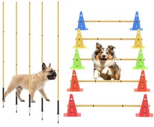 Dog Agility Training Hurdle Cone Set, Adjustable Dog Agility Equipment Obstac...