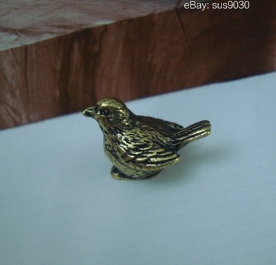 Vintage Solid Brass Copper Little Sparrow Bird Statue for Home Garden Decor