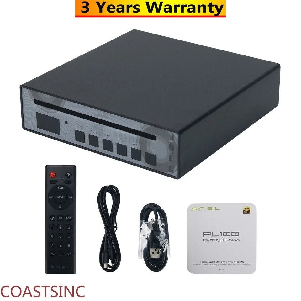 SMSL PL100 Digital CD Player für MQA Decodierung Kopfhörerverstärker + Fernbedienung Neu