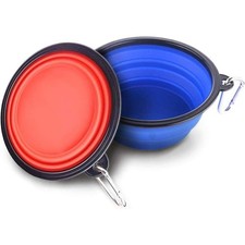 Collapsible Dog Travel Bowls 2 Pack Portable Pet Food and Water Bowls with