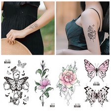 Butterfly Flower Temporary Tattoo Sticker Retro Fashion Fresh Design Body Art