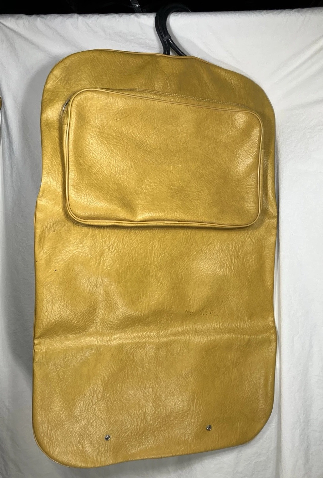 Vintage Mustard Yellow American Tourister Leather Garment Bag for Travel Suits