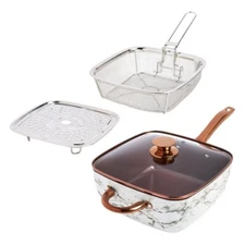 Lorna Maseko 9.5" Square Chef's Pan with Steamer and Fry Basket