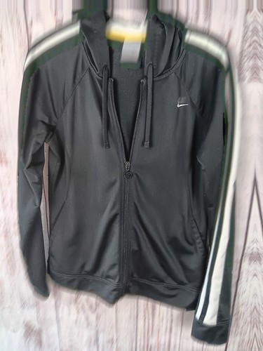 Nike Jacket Girls Medium 8-10 Black Full Zip Hooded Pockets Embroidered Logo - Picture 7 of 9