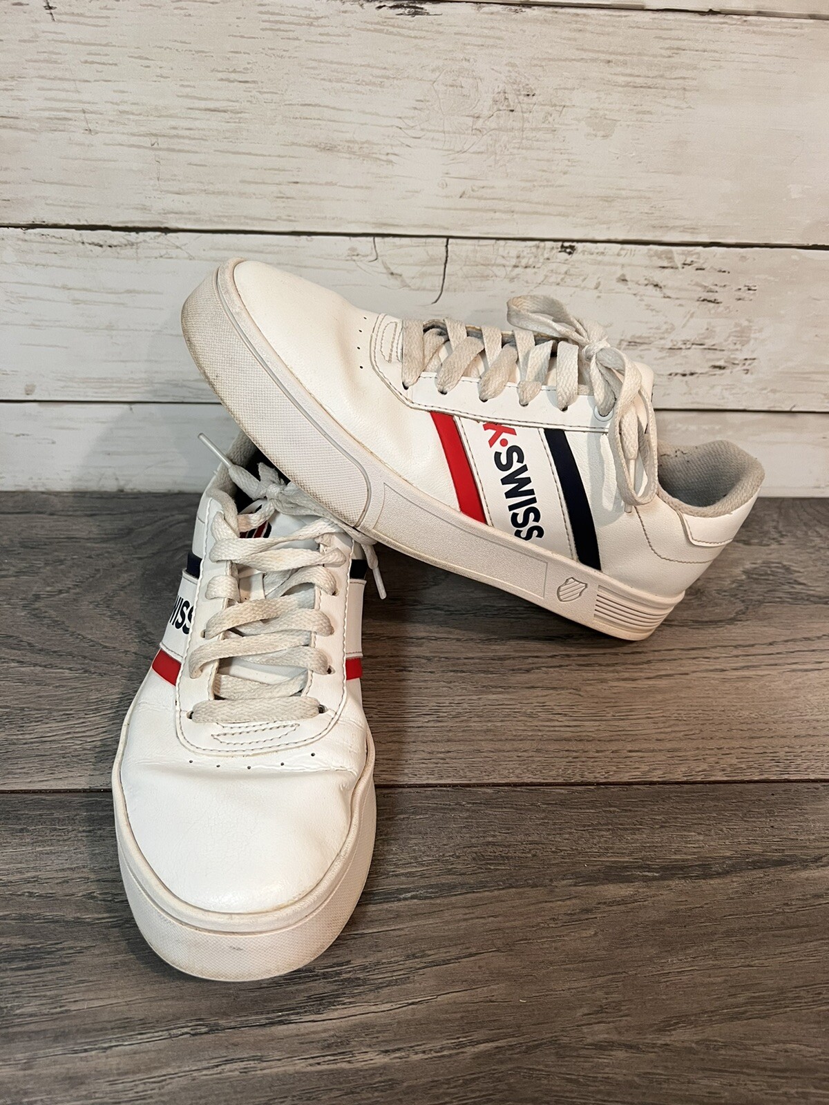 K-Swiss Mens White Leather Trainers | eBay