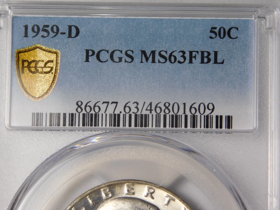 1959-D FRANKLIN SILVER COIN HALF DOLLAR GOLD SHIELD PCGS GRADED MS63FBL - Image 3 of 4