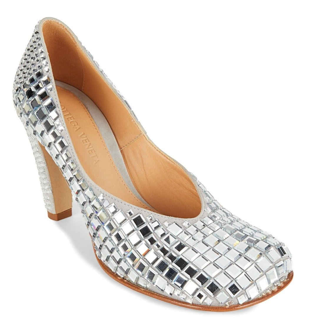 $5000 Bottega Veneta Rhinestone Embellished Leather Pumps Heels