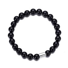 Men's Black Onyx Gemstone Stretch Bracelet by Philip Jones