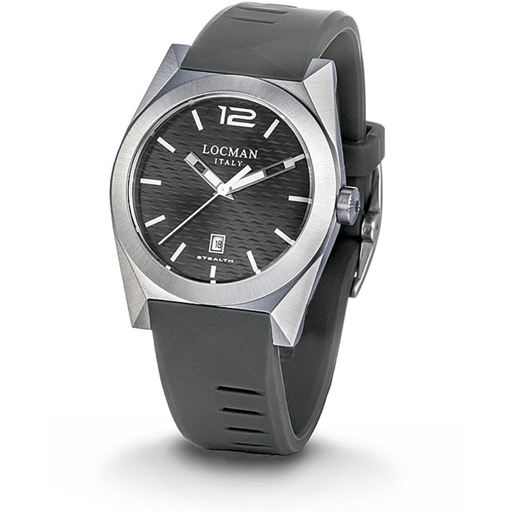 LOCMAN orologio uomo quarzo datario STEALTH cinturino cassa e quadrante grigio